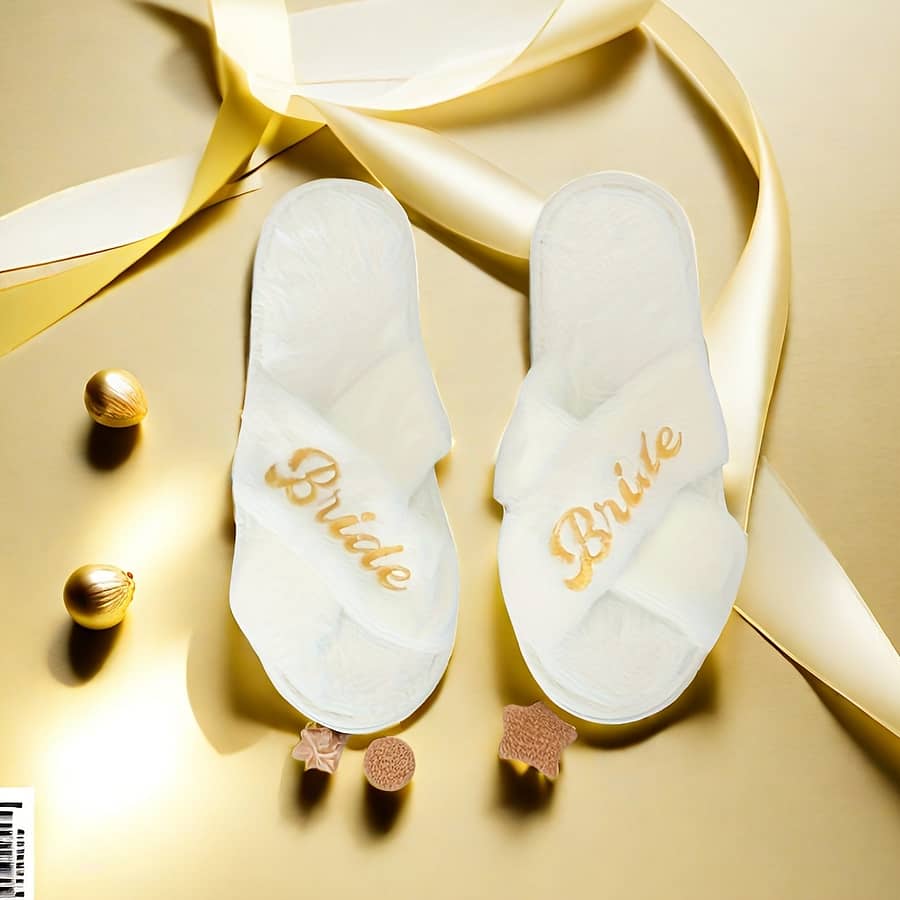 Elegant And Soft Wedding Specific Plush Slippers For The Shaped Bridesmaid Indoor Slippers Clothing, Shoes & Jewelry Shop Online at Dubai Trades 2