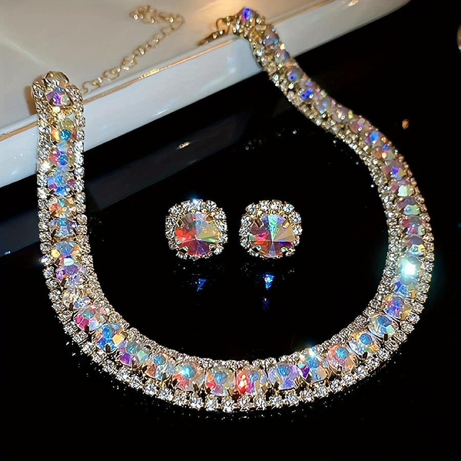 Elegant Crystal Necklace And Earrings Set – Luxurious Rhinestone Jewelry For Women, Parties & Banquets Clothing, Shoes & Jewelry Shop Online at Dubai Trades 2