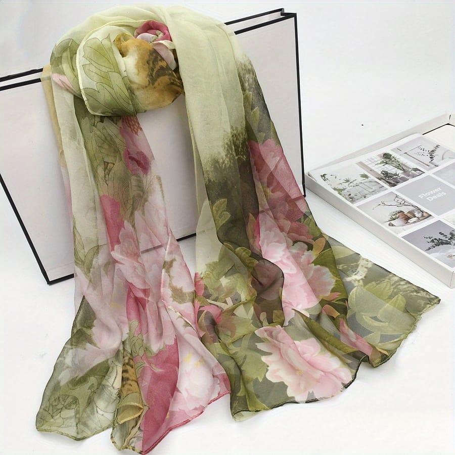 Elegant Floral Print Scarf For Women – Lightweight Breathable -like Polyester Shawl, Non-stretchy Versatile Accessory For Casual & Formal Outfits Accessories Shop Online at Dubai Trades 2