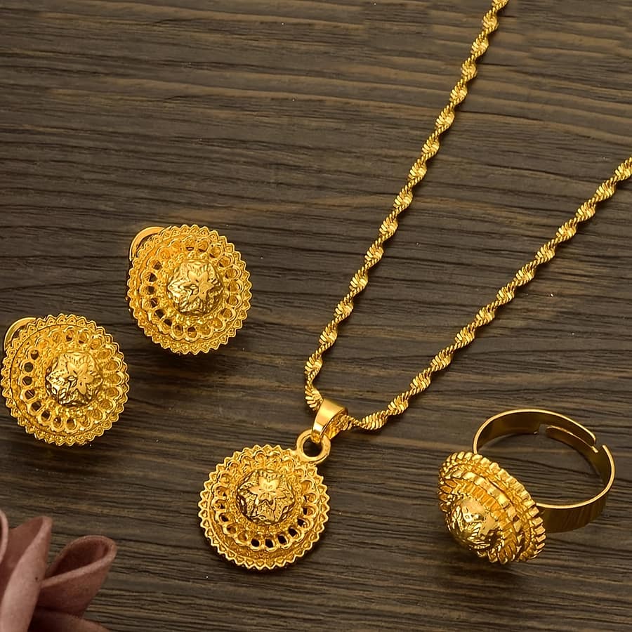 Elegant Jewelry Set: 1 Pair Of Dangle Earrings, 1 Chain Necklace, And 1 Ring – Perfect For Everyday Wear And Festive Occasions Clothing, Shoes & Jewelry Shop Online at Dubai Trades 2