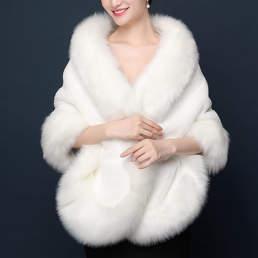 Elegant White Fur Shawl – Soft, Warm & Windproof For Weddings, Parties & Winter Events Accessories Shop Online at Dubai Trades 2