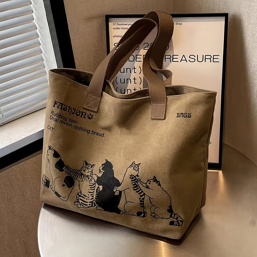 Fashion Tote Bag For Women, Large Capacity Shoulder Handbag, Class Tote, Zipper Closure, Beige & Black, Spring And Summer Collection, Paint, Lining Clothing, Shoes & Jewelry Shop Online at Dubai Trades 2