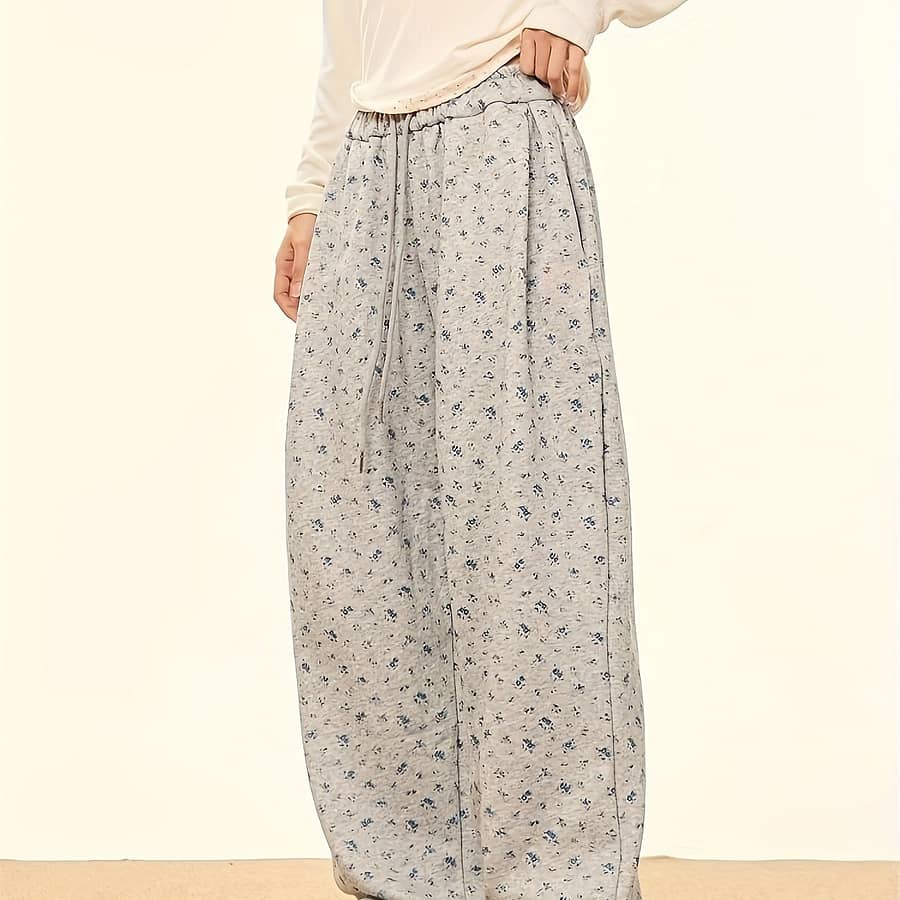Floral Print Drawstring Waist Wide Leg Pants, Casual & High Waist Pants For , Women’s Clothing Clothing Shop Online at Dubai Trades 2