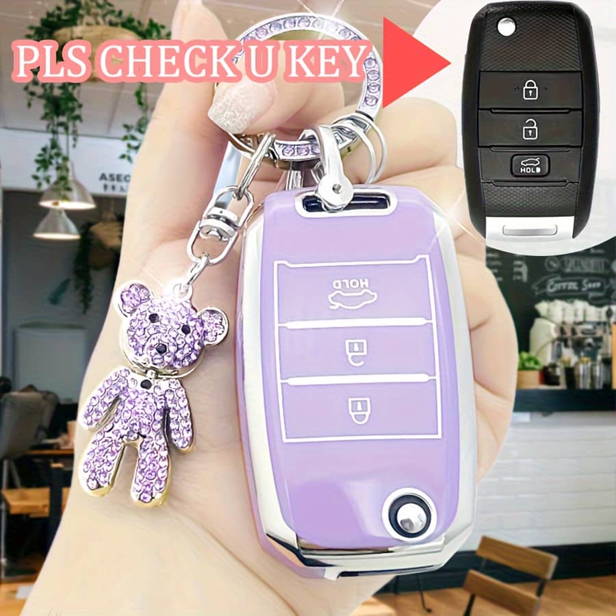 For Car Key Fob Cover With Bear, Key Holder Soft Tpu Key Case Shell For K5 K3/kx3 For Cacarlike For Rio For Case, White, Gifts For Valentine Automotive Shop Online at Dubai Trades 2