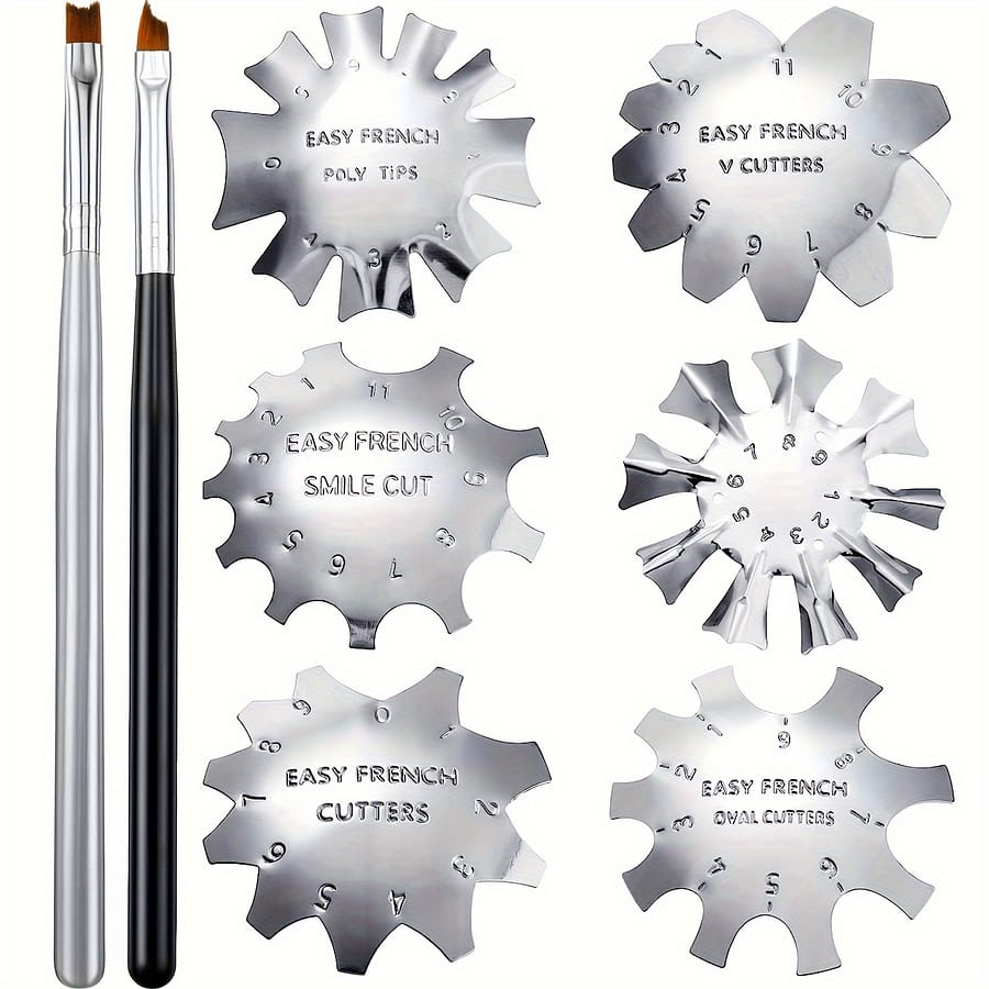 French Nail Art Template Set With 8pcs Nail Art Pens Stainless Steel French Nail Template Kit Beauty & Personal Care Shop Online at Dubai Trades 2