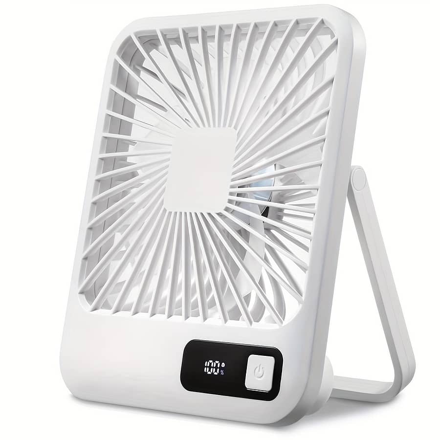 Goard Portable Desk Fan With 180° Swivel, 5-speed Adjustable Wind, Usb Rechargeable Battery, Power Display – Home, Office, Travel & Outdoor Use Heating, Cooling & Air Quality Shop Online at Dubai Trades 2