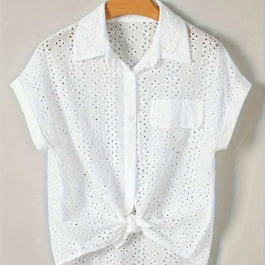 H390 Eyelet Embroidered Batwing Sleeve Shirt For Targeted Development Blouses Shop Online at Dubai Trades 2