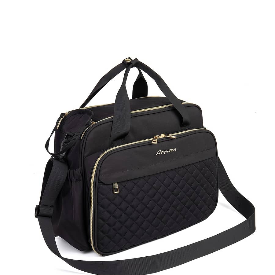 High-capacity Parent Bag – Multi-functional, Oxford Fabric Diaper Bag With Quilted Design, Pink With Gray Accents, Includes Crossbody Strap For Travel & Daily Use Baby Products Shop Online at Dubai Trades 2