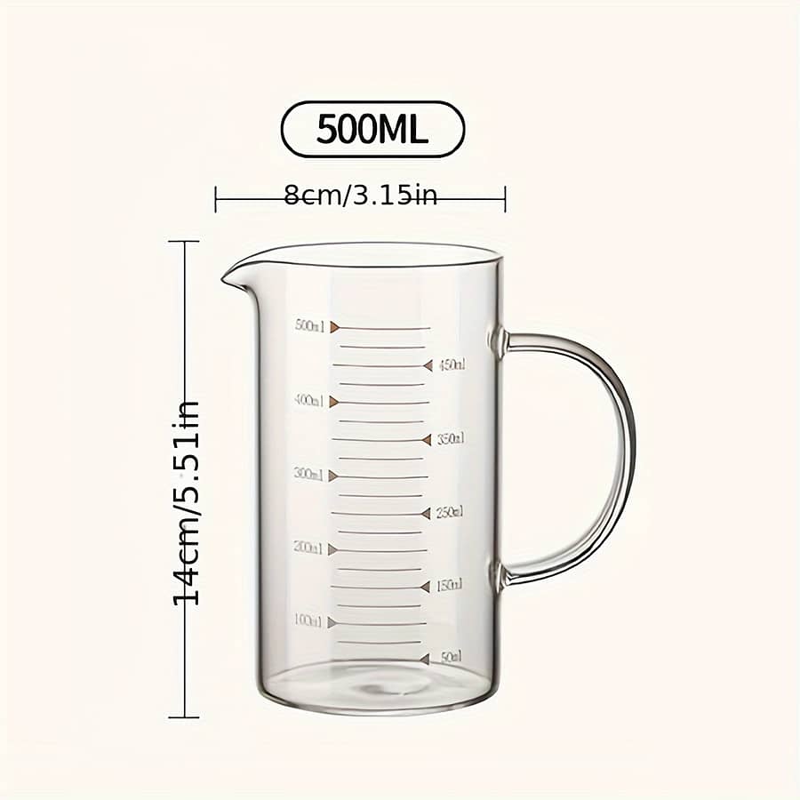 High-temperature Resistant Glass Measuring Cup With Scale And Handle, Eggbeater Cup, Microwave Oven, For Heating , Transparent 1pc Cups Shop Online at Dubai Trades 2