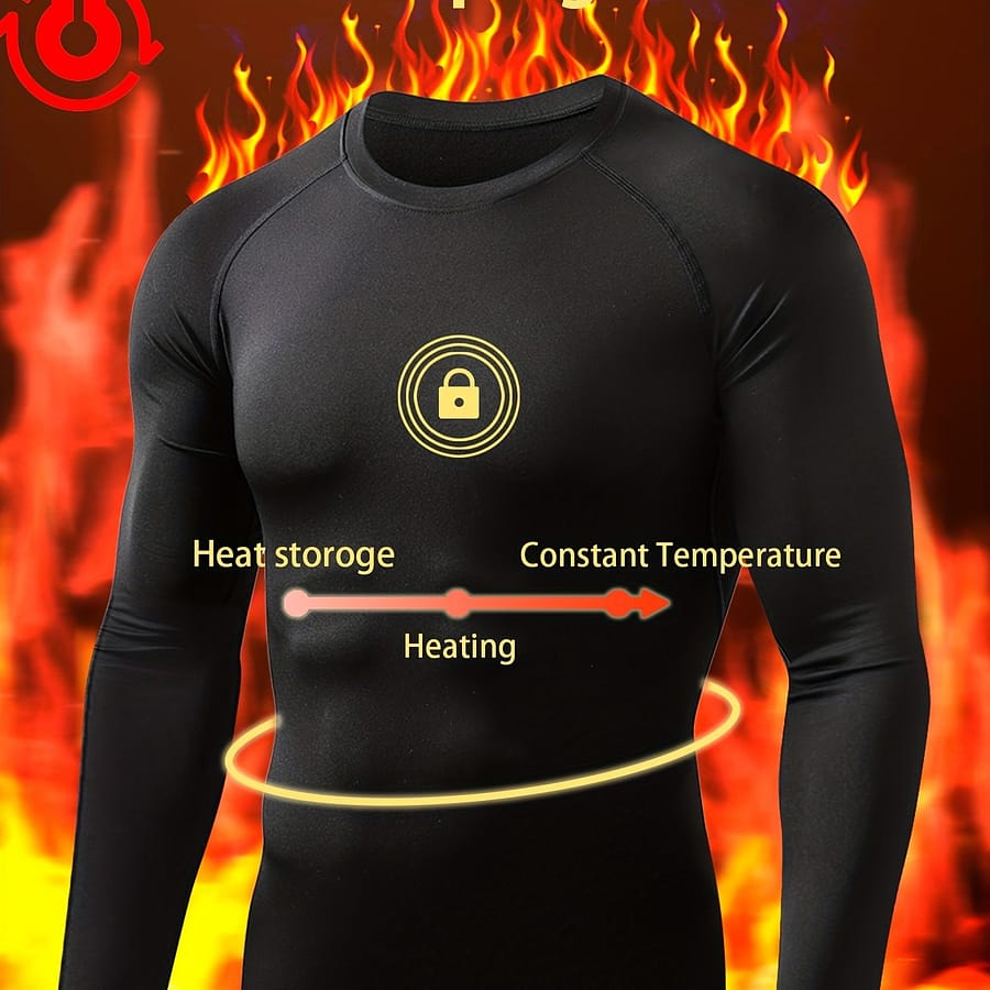Hoplynn Men’s Breathable Fleece-lined Thermal Underwear Set For Winter Jogging, Cycling, Football, Skiing, And Motorcycling, Popular On Amazon, Made Of 205g Brushed Fabric. Active Shop Online at Dubai Trades 2