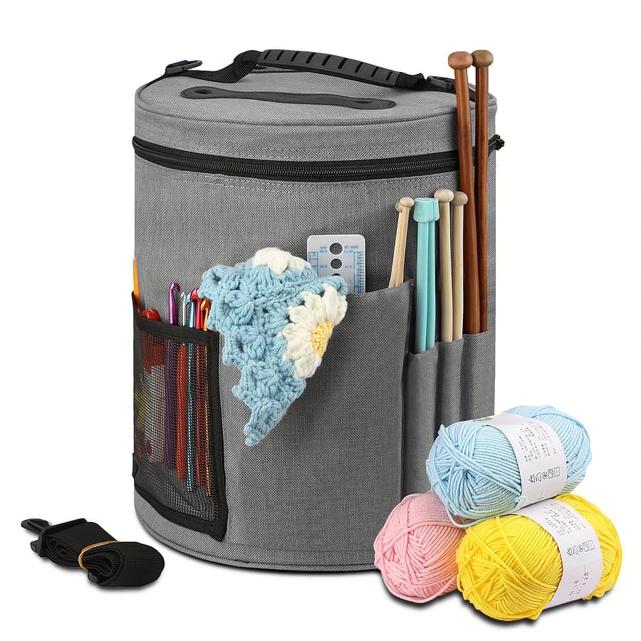 Large Capacity Crochet Bag: Yarn Storage, Knitting Needle Organizer, Crochet Tote Bag With Front Pocket For Yarn, Hooks, And Needles – And Lightweight Arts, Crafts & Sewing Shop Online at Dubai Trades 2