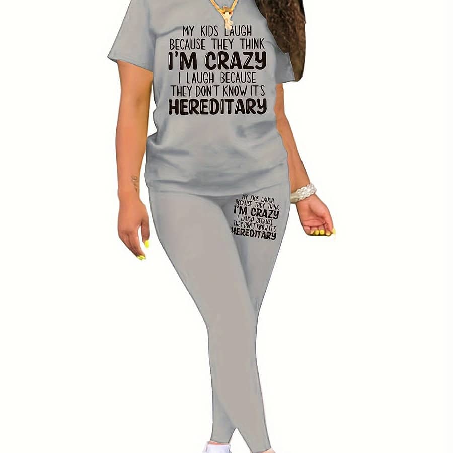 Letter Print Spring/summer New Women’s Casual Two-piece Set Clothing Shop Online at Dubai Trades 2