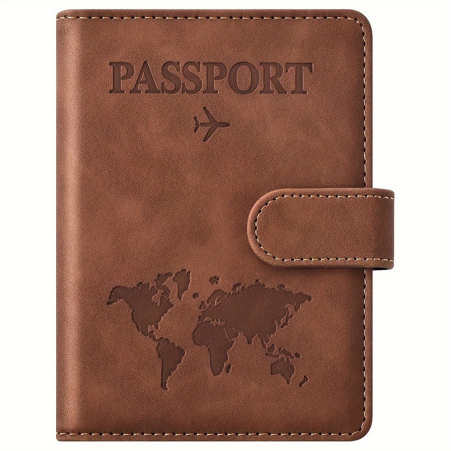 Lightweight Anti-theft Passport Holder – Brown With World , Magnetic Closure, Ideal For Travel And Vacation, Vacation Accessory|stylish Passport Holder|secure Closure Clothing, Shoes & Jewelry Shop Online at Dubai Trades 2