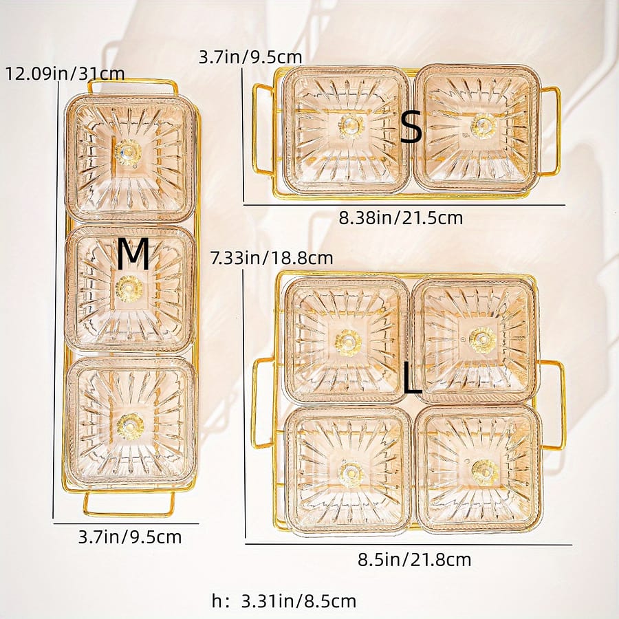 Luxurious Amber Golden-trimmed Snack Serving Set – 12″ Plastic Dried Bowls For Weddings, Birthdays, Graduations, And Festivals, Beaded Decorations, Small Food Dishes Chip & Dip Sets Shop Online at Dubai Trades 2