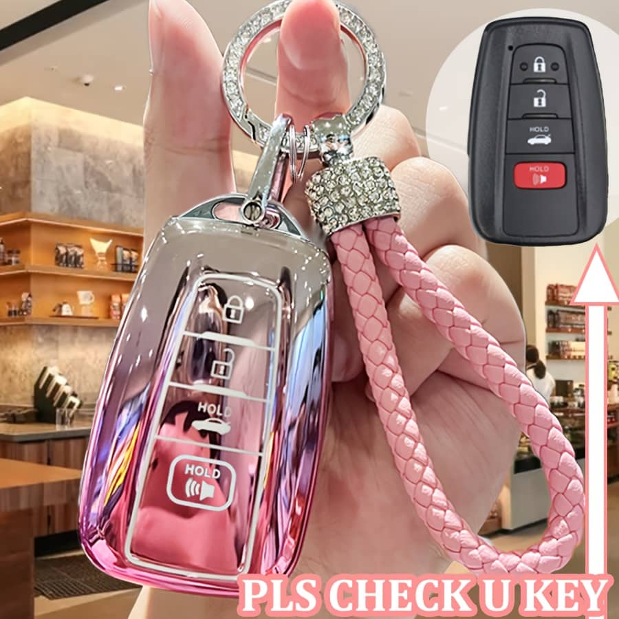 Luxury Rhinestone Key Fob Cover For – Soft Tpu Full Protection, Gradient – Perfect Gift For Rav4, Camry, Corolla, Avalon, C-hr, Prius, Gt86, Highlander Automotive Shop Online at Dubai Trades 2