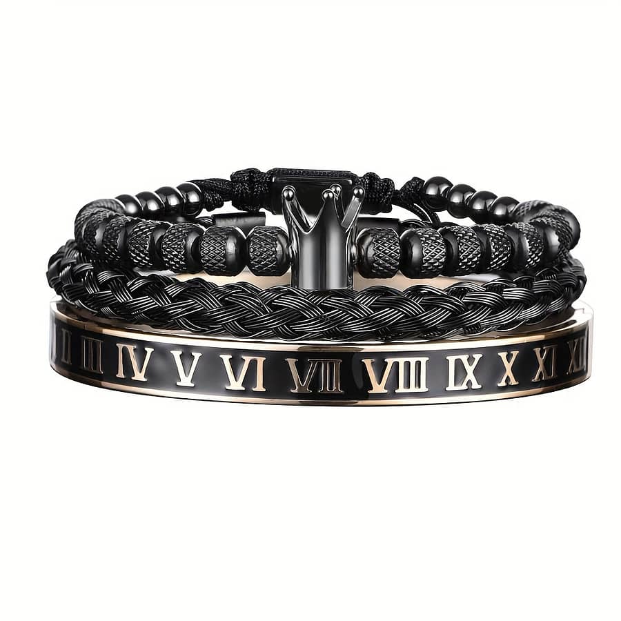 Luxury Stainless Steel Roman Bracelet With Charm, Adjustable Open Cuff, For Men, Daily, Party, Gift Occasions – Manorsaga Bracelets Shop Online at Dubai Trades 2