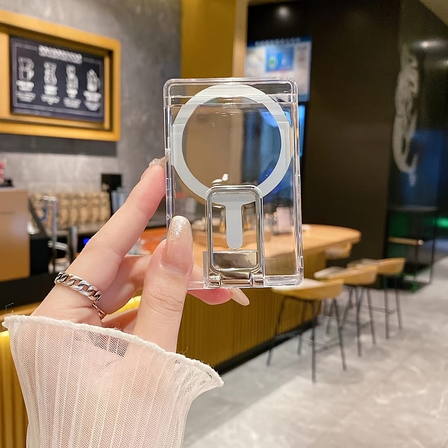 Magnetic Card Wallet Holder With Stand For Iphone 15/14/13/12 Series, Waterproof Pc Material, Magsafe Compatible, High-end Magnetic Holder, Bus Card Holder Accessories Shop Online at Dubai Trades 2