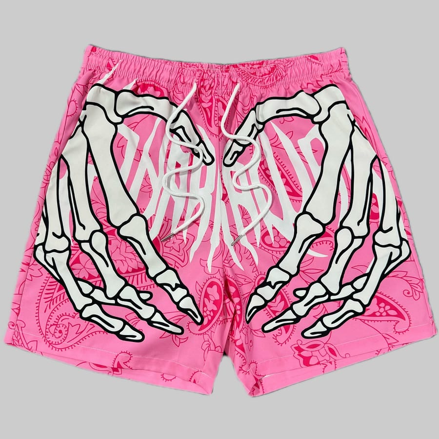 Men’ Hand And Paisley Pattern And Letter Print Shorts, Chic And Trendy Shorts With Drawstring And Pockets, Suitable For Summer Street And Sports Wear Clothing Shop Online at Dubai Trades 2