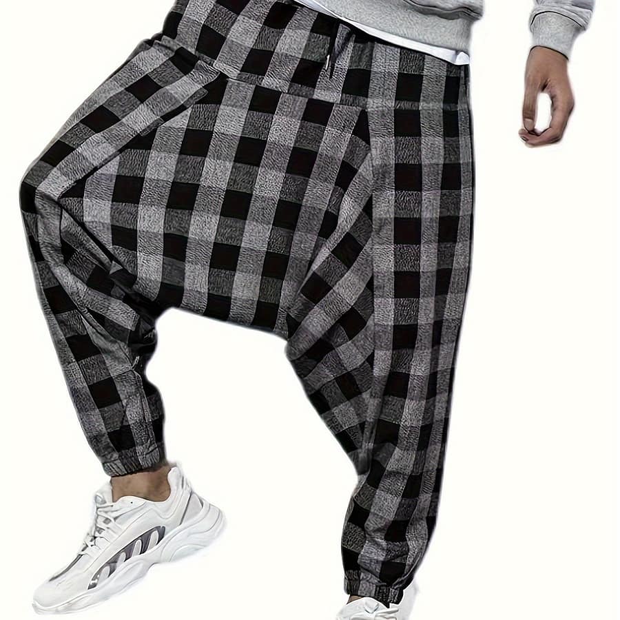 Men’ Loose Checkered Graphic Print Pants, Casual Breathable Comfy Joggers For ‘ Clothing Shop Online at Dubai Trades 2