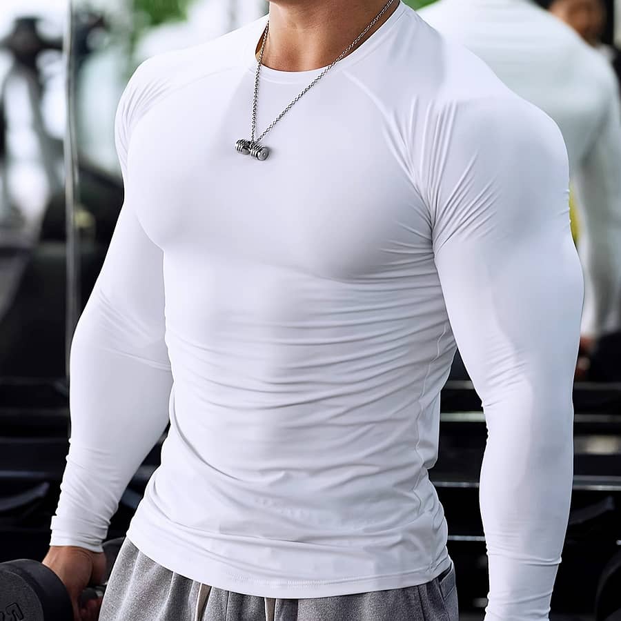 Men’ Solid Color Long Sleeve Comfy T-shirt, Breathable Quick-drying Tee Men’s Summer Clothes Top For Sports Fitness Running Basketball Mountaineering Cycling Clothing Shop Online at Dubai Trades 2