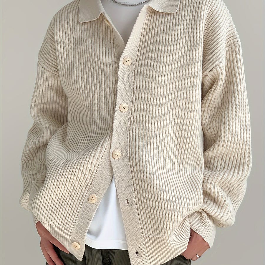 Men’ Striped Loose Knitted Cardigan, Casual Long Sleeve Lapel Button Up Sweater For Winter Fall Outdoor Activities Cardigans Shop Online at Dubai Trades 2