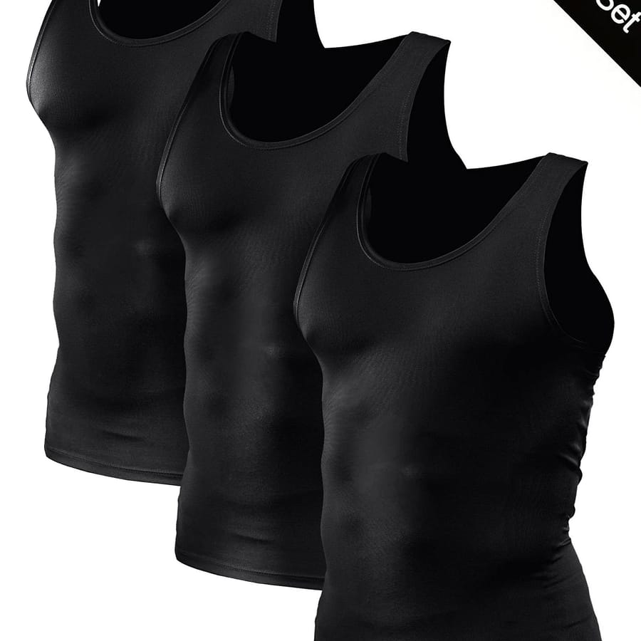 Men’s 3pcs Tank Top, High Stretch Crew Neck Sweat-absorbing Quick-drying Sleeveless T-shirts For Men’ Training Base Layers & Compression Shop Online at Dubai Trades 2