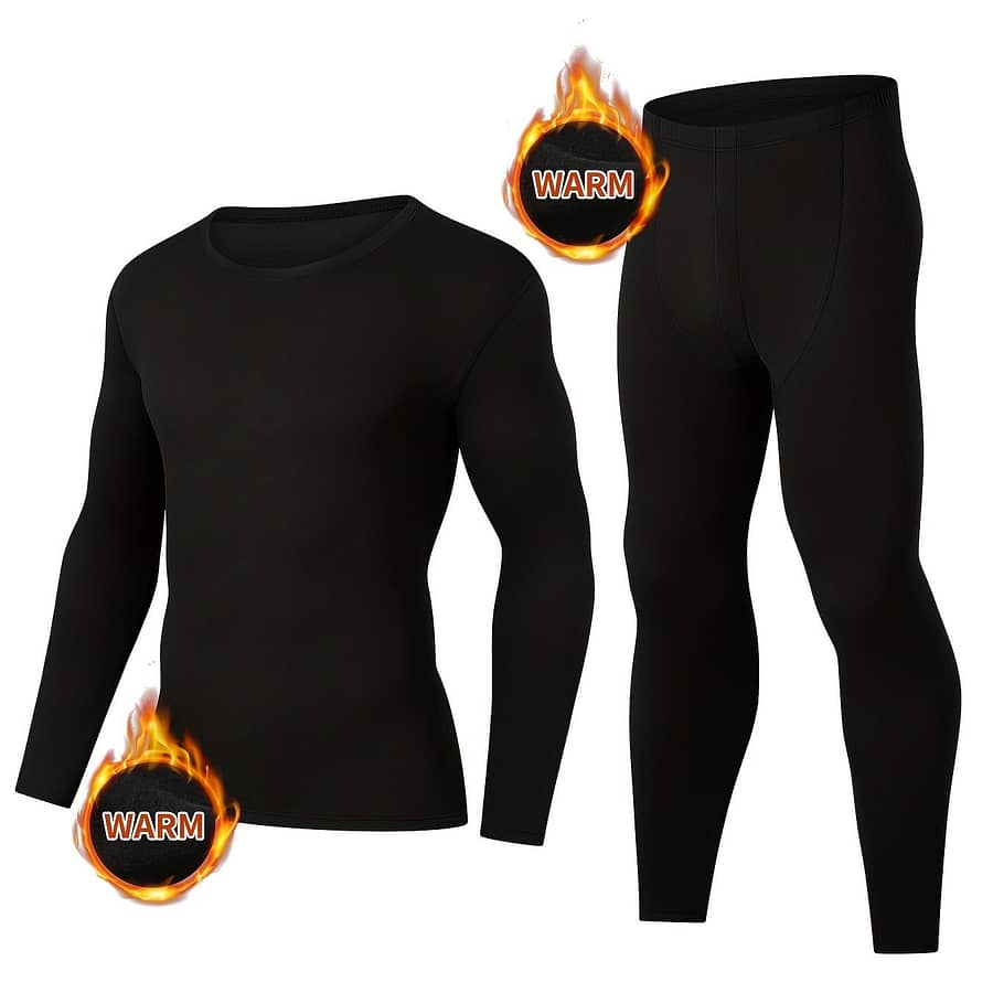 Men’s Autumn And Winter 2-piece Set Solid Seamless Breathable Underwear Warm Tops And Pant Set Clothing Shop Online at Dubai Trades 2