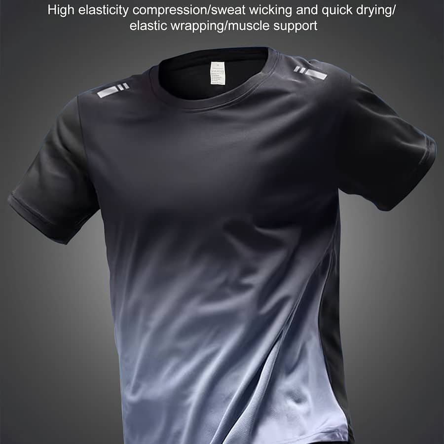Men’s Breathable Mesh Gradient T-shirt – Loose Fit, Short Sleeve, Round Neck | Sporty & Casual Summer Tee Active Shop Online at Dubai Trades 2