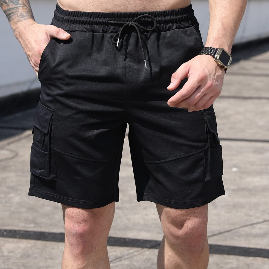 Men’s Casual Cargo Shorts – Olive Green, Drawstring Waist, Multiple Pockets, Non-stretch Fabric, Outdoor Activities & Casual Attire, | Shorts | Drawstring Closure Cargo Shop Online at Dubai Trades 2