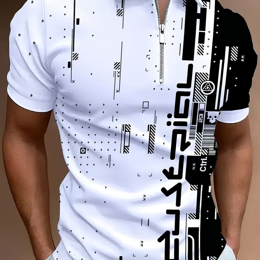 Men’s Casual Golf Shirt, Polyester Lapel Collar Short Sleeve Top With Random Print, Slight Stretch Fabric, Regular Fit, Spring/summer/fall Season, Plus Size Clothing, Shoes & Jewelry Shop Online at Dubai Trades 2