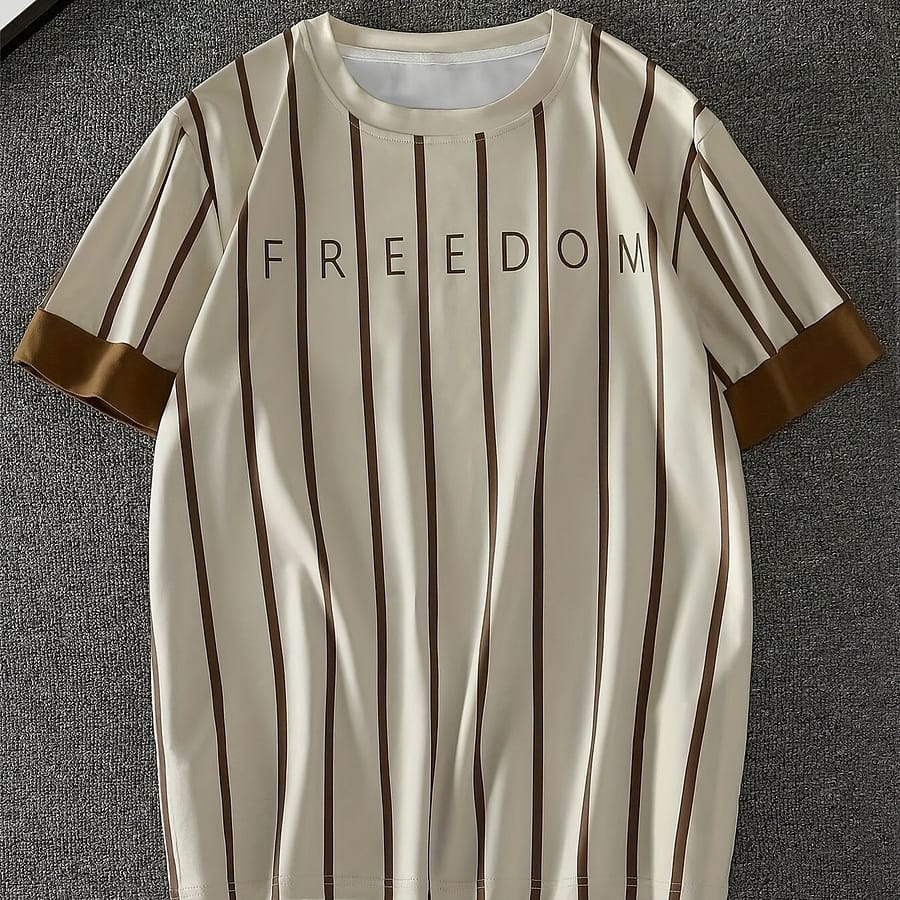 Men’s Casual Plaid & Artistic Print T-shirt – Comfortable Polyester, Round Neck, Short Sleeve – & Vacation Wear Clothing Shop Online at Dubai Trades 2