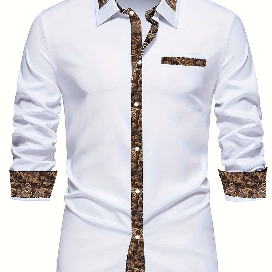 Men’s Casual Plaid Long Sleeve Shirt, 100% Polyester, Regular Fit With Lapel Collar, Single Breasted , Woven Fabric, 120gsm – Business Casual Fashion Clothing Shop Online at Dubai Trades 2