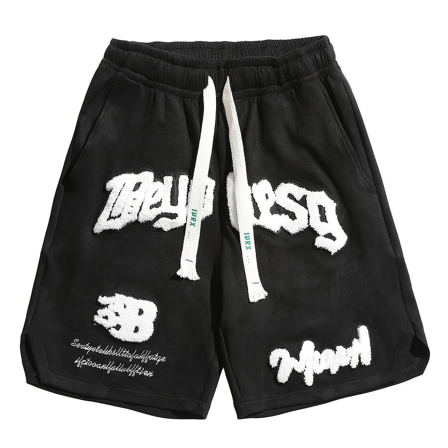Men’s Casual Summer Shorts – Knee-length, Loose Fit, Embroidered Lettering, Drawstring Waist, Light Blue, Beach & Travel, Travel Shorts | Shorts | Fabric Active Shop Online at Dubai Trades 2