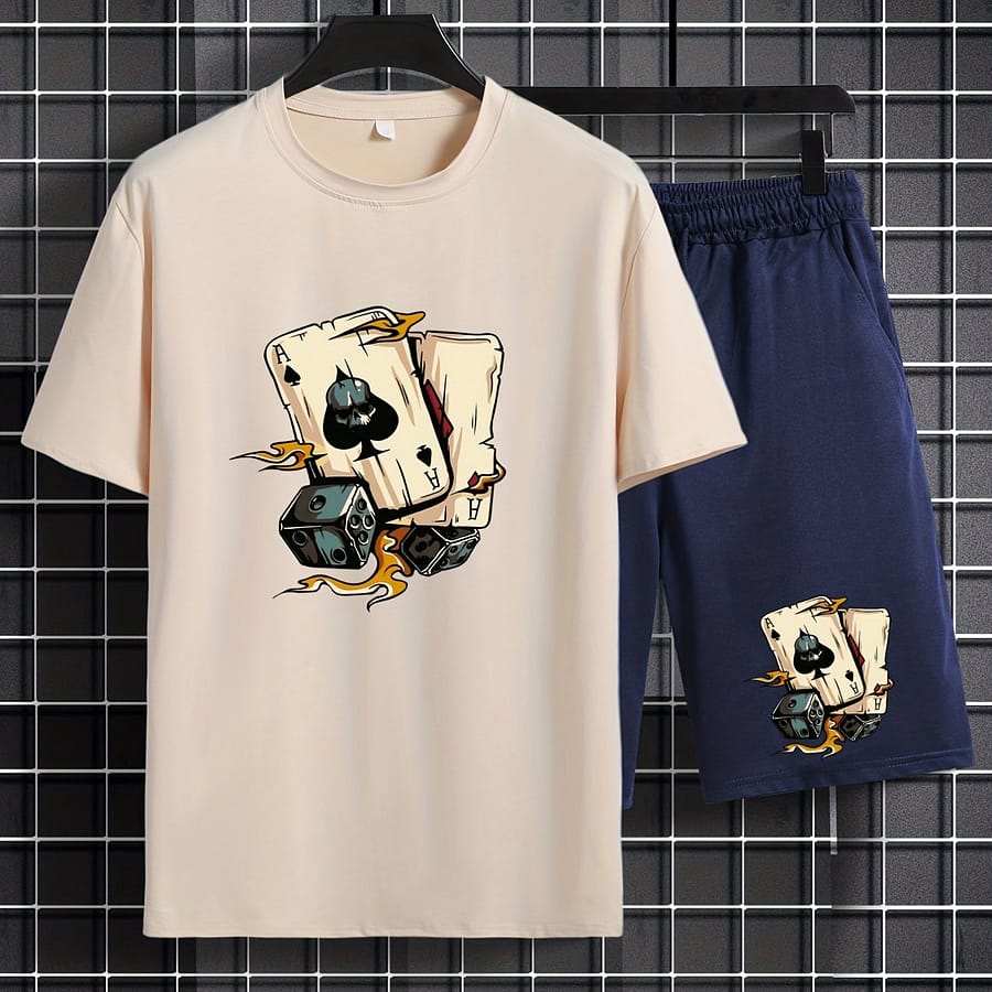 Men’s Casual Trendy Element Comfortable Crew Neck Short Sleeve T-shirt & Shorts Sets, Summer Oversized Loose Clothing Plus Size Clothing, Shoes & Jewelry Shop Online at Dubai Trades 2