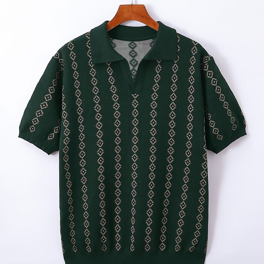 Men’s Casual V-neck Knit Sweater – Short Sleeve, Geometric Pattern, Machine Washable – Fall/winter, Short Sleeve, Autumn And Winter, Style, Conventional Version, Autumn/winter Clothing Shop Online at Dubai Trades 2