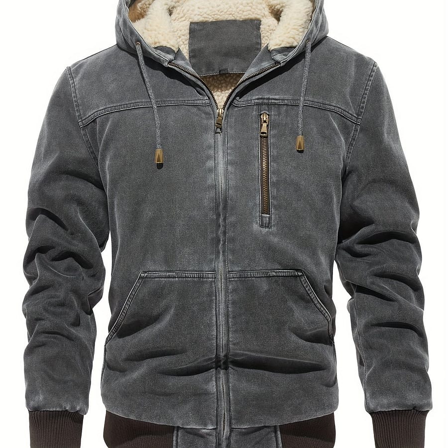 Men’s Distressed Hooded Softshell Jacket, Autumn Winter Outerwear With Pockets, Trendy Item Hiking & Outdoor Recreation Clothing Shop Online at Dubai Trades 2