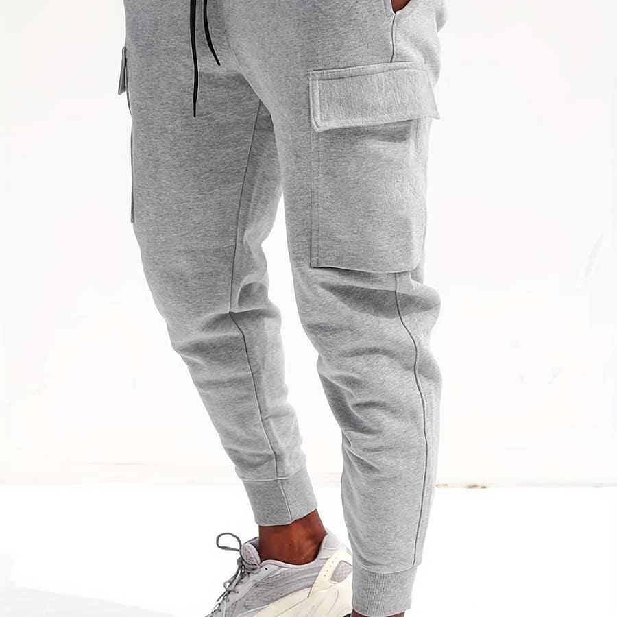 Men’s Gray Sport Pants With Zipper Pocket – Stretchy Fabric, Casual Fit, Athletic Style, Athletic Wear|casual Fit Pants|zippered Pockets Active Shop Online at Dubai Trades 2