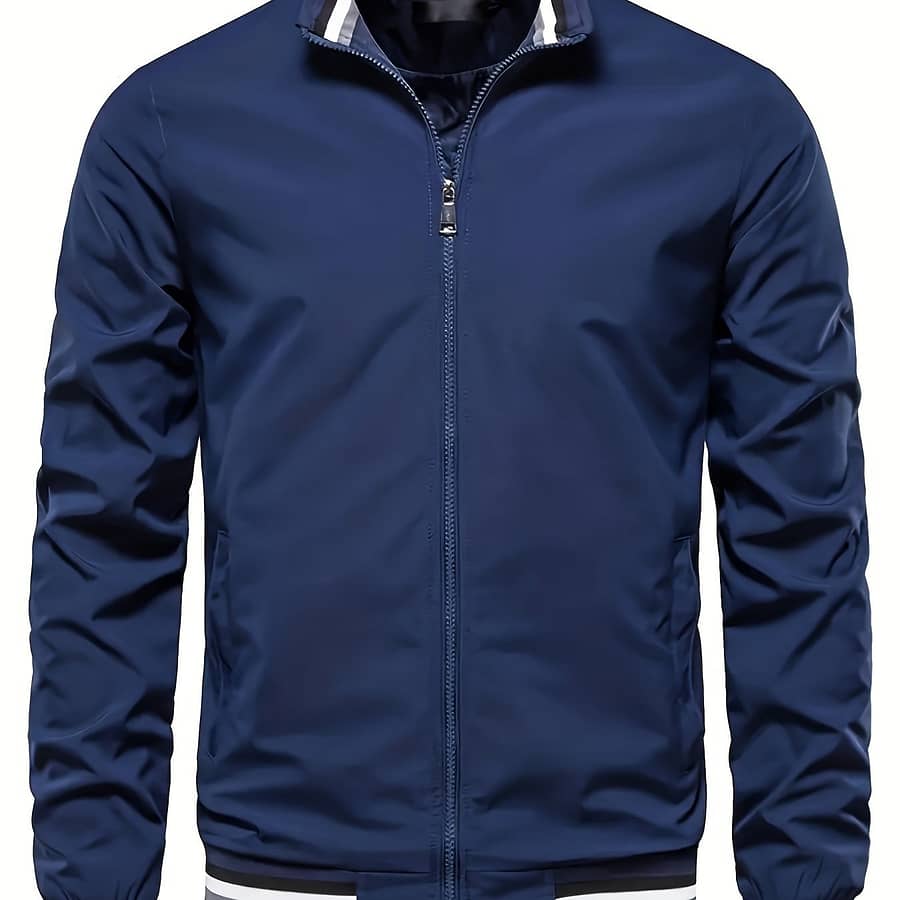 Men’s Jacket, Vintage Lapel Zip Up Windproof Sports Jacket For Outdoor Active & Performance Shop Online at Dubai Trades 2