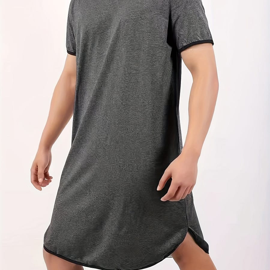 Men’s Lightweight Stretchy Loose Casual V-neck Knee-length Sleepwear Robe Clothing Shop Online at Dubai Trades 2