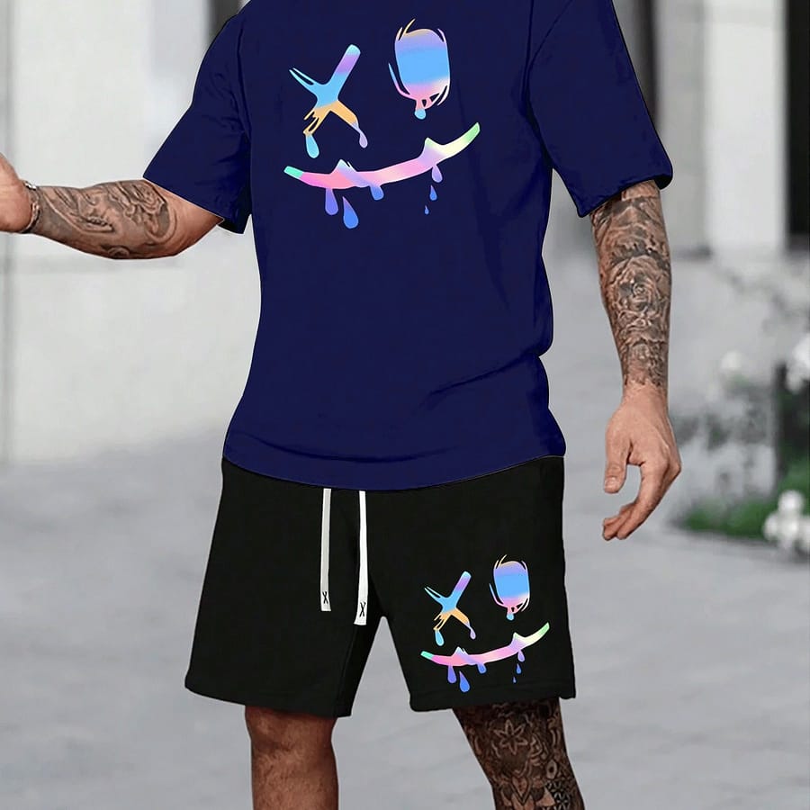Men’s Outfit – Comfy Short Sleeve Tee & Drawstring Shorts Set, Summer, 2pcs, Clothes Active Shop Online at Dubai Trades 2