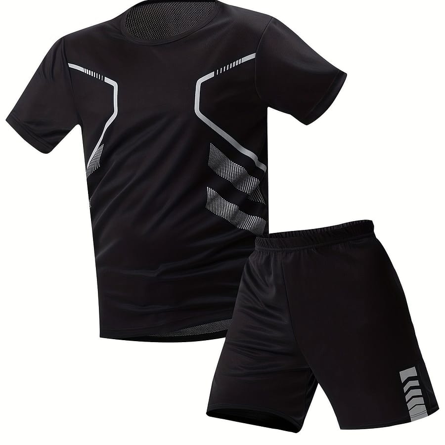 Men’s Summer Short-sleeve Outfit Set, Including A Round-neck Short-sleeve Shirt And Shorts. Active Shop Online at Dubai Trades 2
