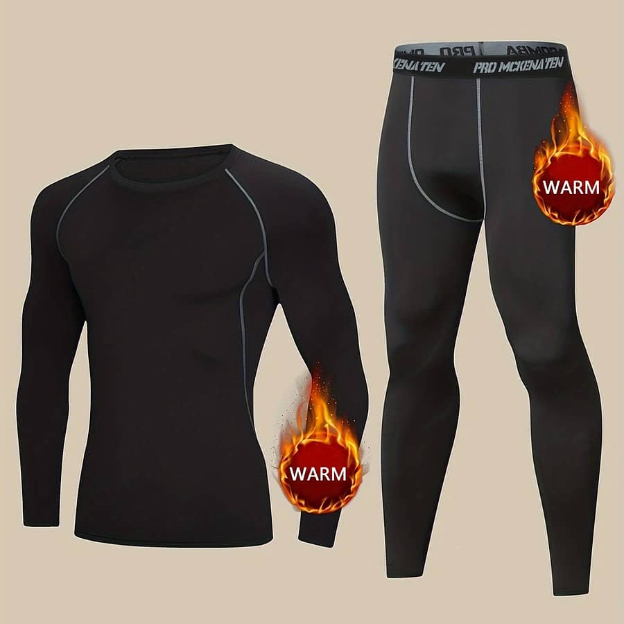 Men’s Thermal Underwear Set, Skiing Winter Warm Base Layers, Tight Long Sleeve Round Neck Pants Set Clothing Shop Online at Dubai Trades 2