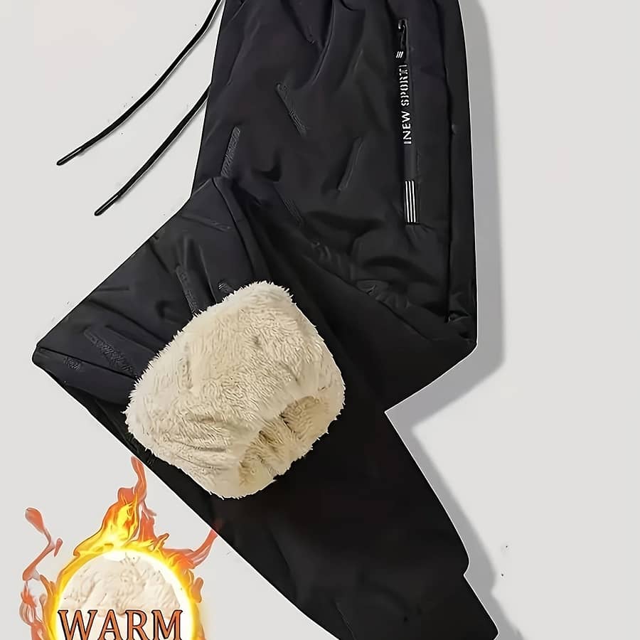 Men’s Warm Sherpa-lined Winter Pants – Thick Thermal Hiking & Outdoor Sports Joggers With Zippered Pockets, Adjustable Drawstring Waist, And Fleece Detail Active Shop Online at Dubai Trades 2