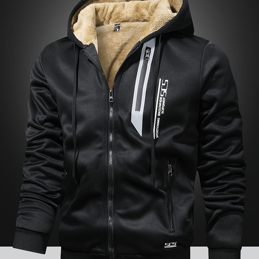 Men’s Winter Fleece-lined Thick Warm Hoodie Jacket, Athletic Zip-up Sweatshirt With Pockets Clothing Shop Online at Dubai Trades 2