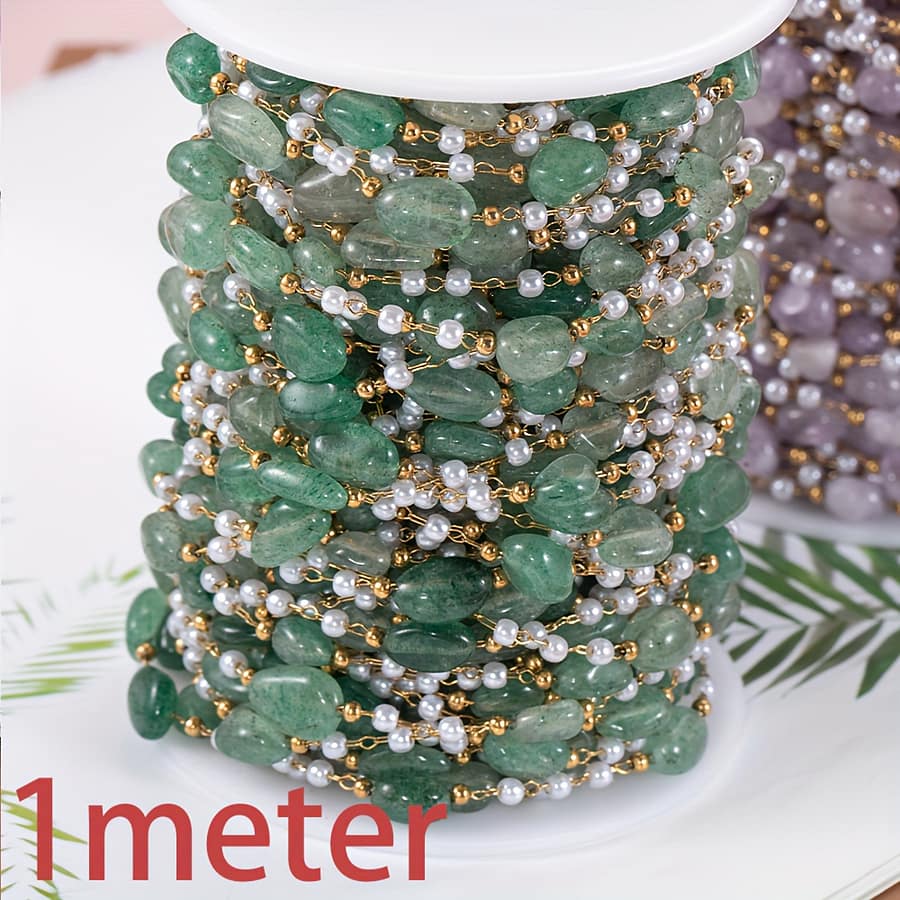 Mingxuan 1 Meter Elegant Stainless With Purple Natural Stone & Pearl Beads – Fade-resistant For Diy Necklace & Bracelet Jewelry Making Arts, Crafts & Sewing Shop Online at Dubai Trades 2