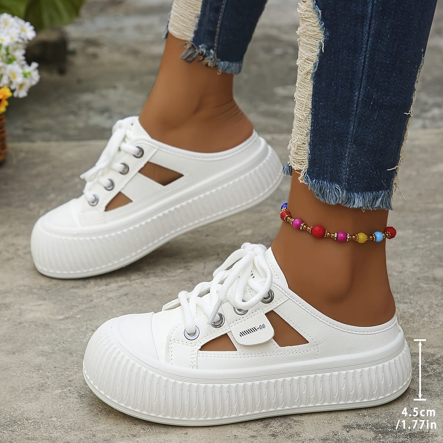 New Arrival Casual Women’s Low Top Lace Up Round Toe Solid Color Thick Sole Board Shoes, Lightweight, , Soft Sole, Heightening Shoes For Petite Students Clothing, Shoes & Jewelry Shop Online at Dubai Trades 2