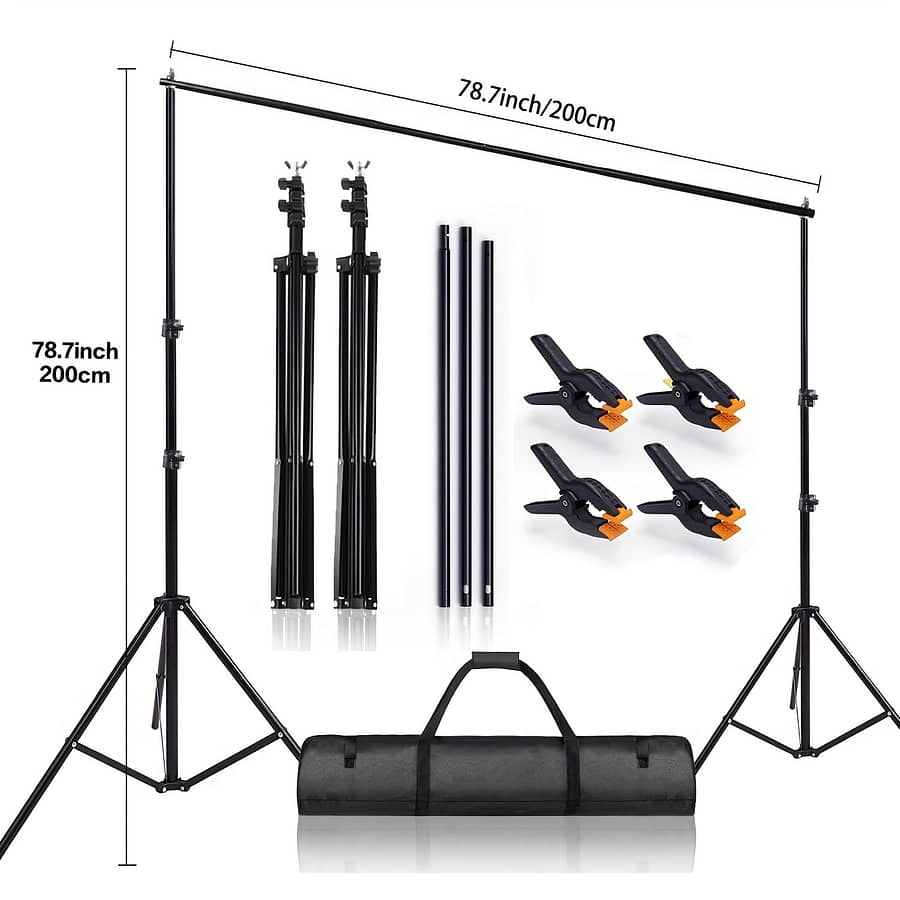 Newks 7x7ft Adjustable Black Metal Backdrop Stand Kit With 3 Crossbars, 4 Clamps & Balloon Arch Support – Ideal For Photo Studios, Parties & Weddings Background Support Equipment Shop Online at Dubai Trades 2
