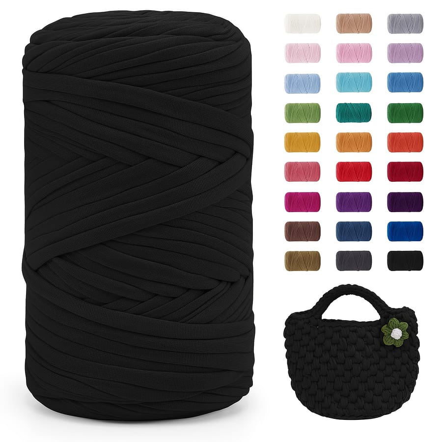 Of -shirt Yarn, 400g/120m Polyester Ribbon Yarn For Crochet, Diy Crafts, Home Decor, Bags, Baskets, Carpets – Thick Crochet Yarn Arts, Crafts & Sewing Shop Online at Dubai Trades 2
