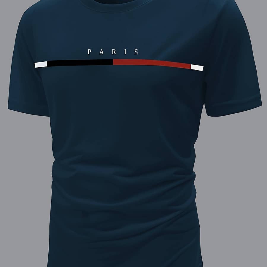 Paris Theme Pattern Print Men’s Comfy T-shirt, Graphic Tee Men’s Summer Clothes, Men’s Outfits Clothing Shop Online at Dubai Trades 2