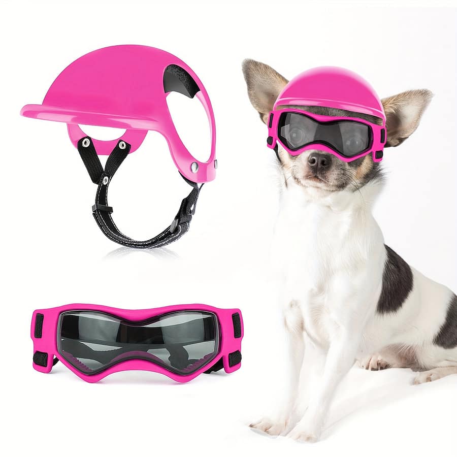 Pet Helmet And Uv Protection Goggles Set For Small Dogs – Anti-wind Pet Headgear And Sunglasses Combo For Sports And Safety Apparel & Accessories Shop Online at Dubai Trades 2